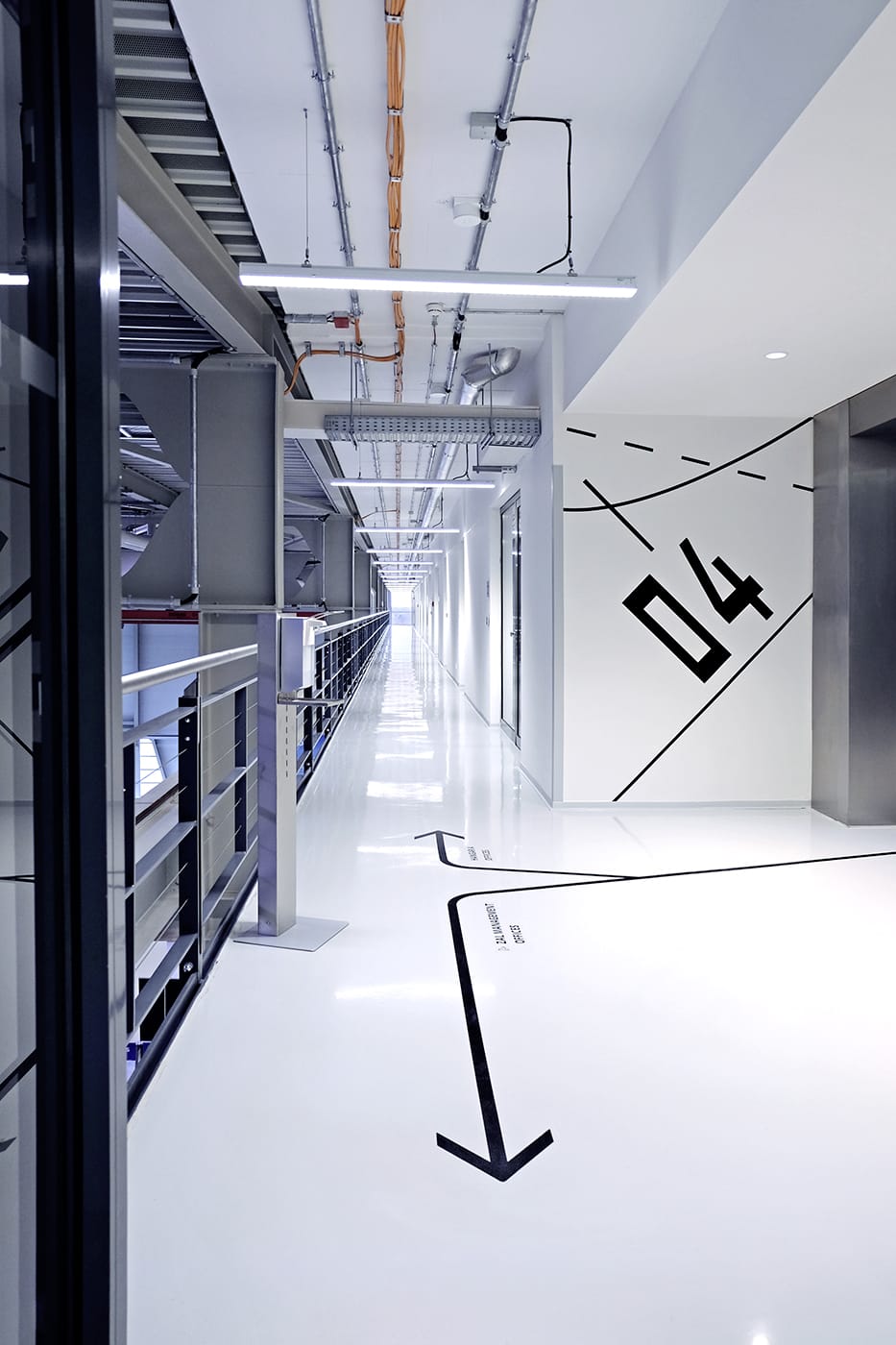 Elevator lobby wall graphics and level identification sign / floor directional sign